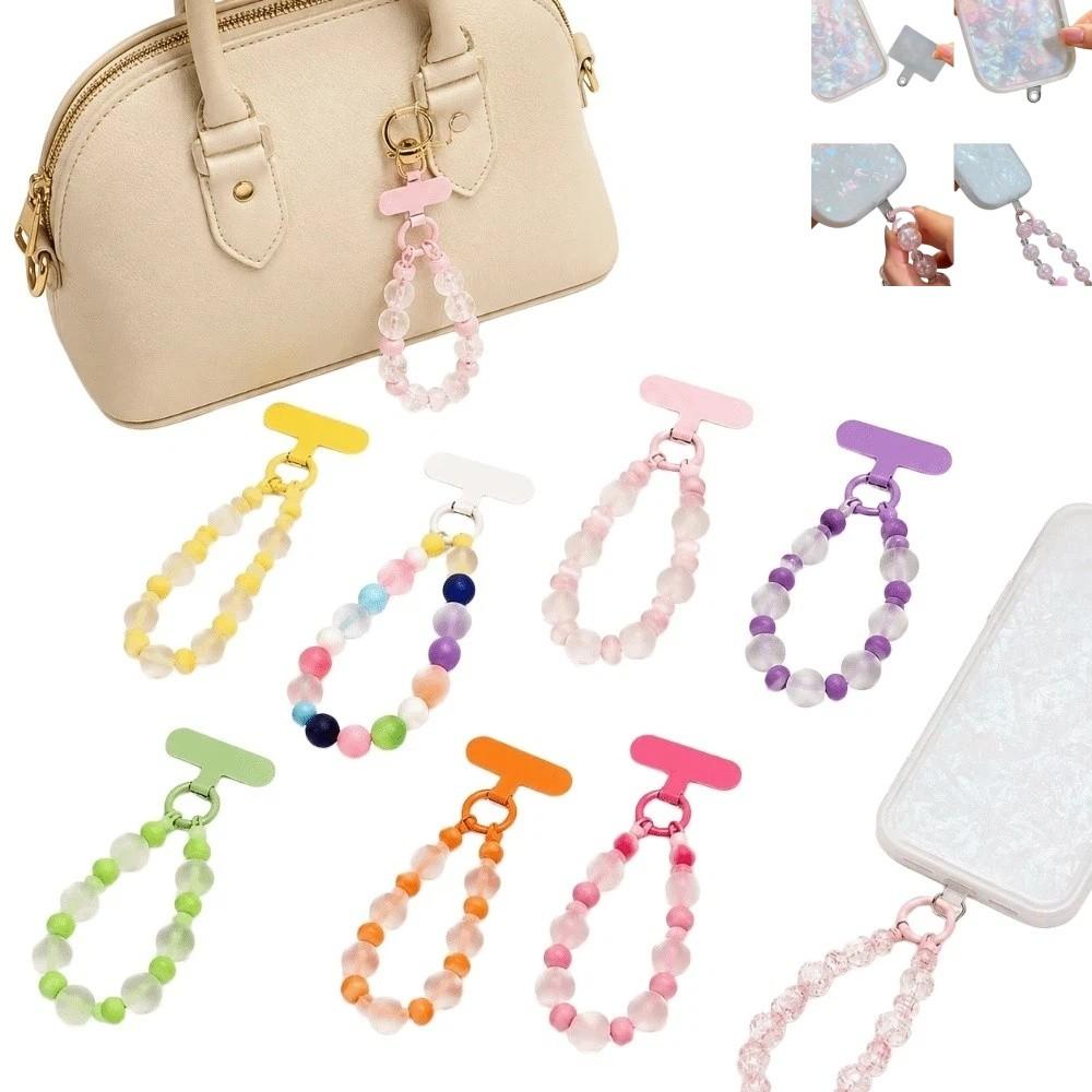 Skin-Textured Matte Beaded Keychain Pendant Dopamine Phone Charms New Car Keychain  Bag Accessories