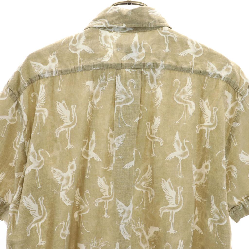 DIESEL Bird Pattern Short sleeve Cotton shirt M Khaki beige Men's Used