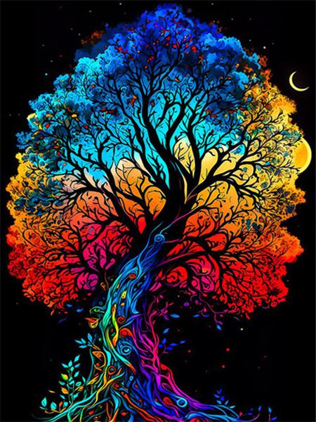 Diamond Art Painting Tree Fantasy Full Square Round Embroidery Mosaic Colorful Landscape Home Decor