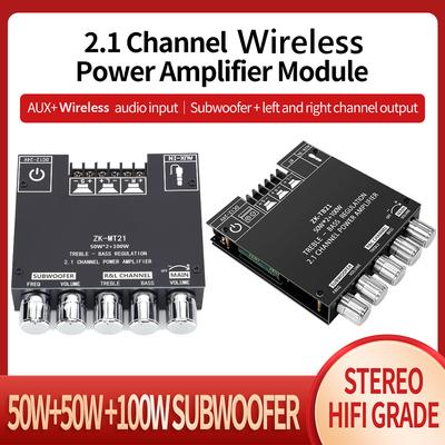 ZK-MT21 ZK-TB21 Kanal BT 5.0 CS8673E 2.1 Subwoofer-Verstärkerplatine 50W*2+100W Leistung Audio Stereo-Verstärkerplatine Bass-Verstärker AUX