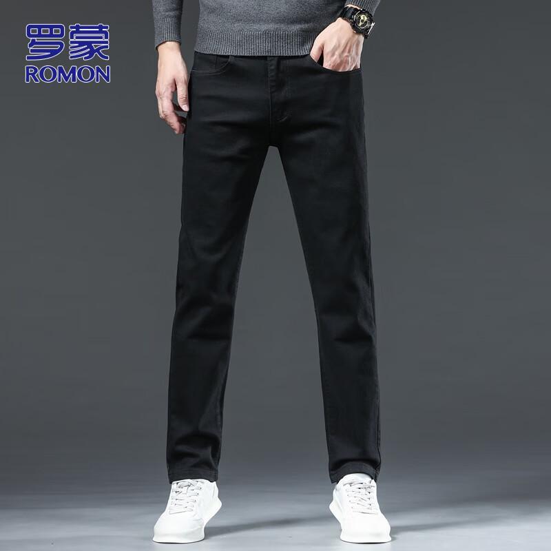 ROMON Men's Slim-Fit Straight Stretch Denim Jeans