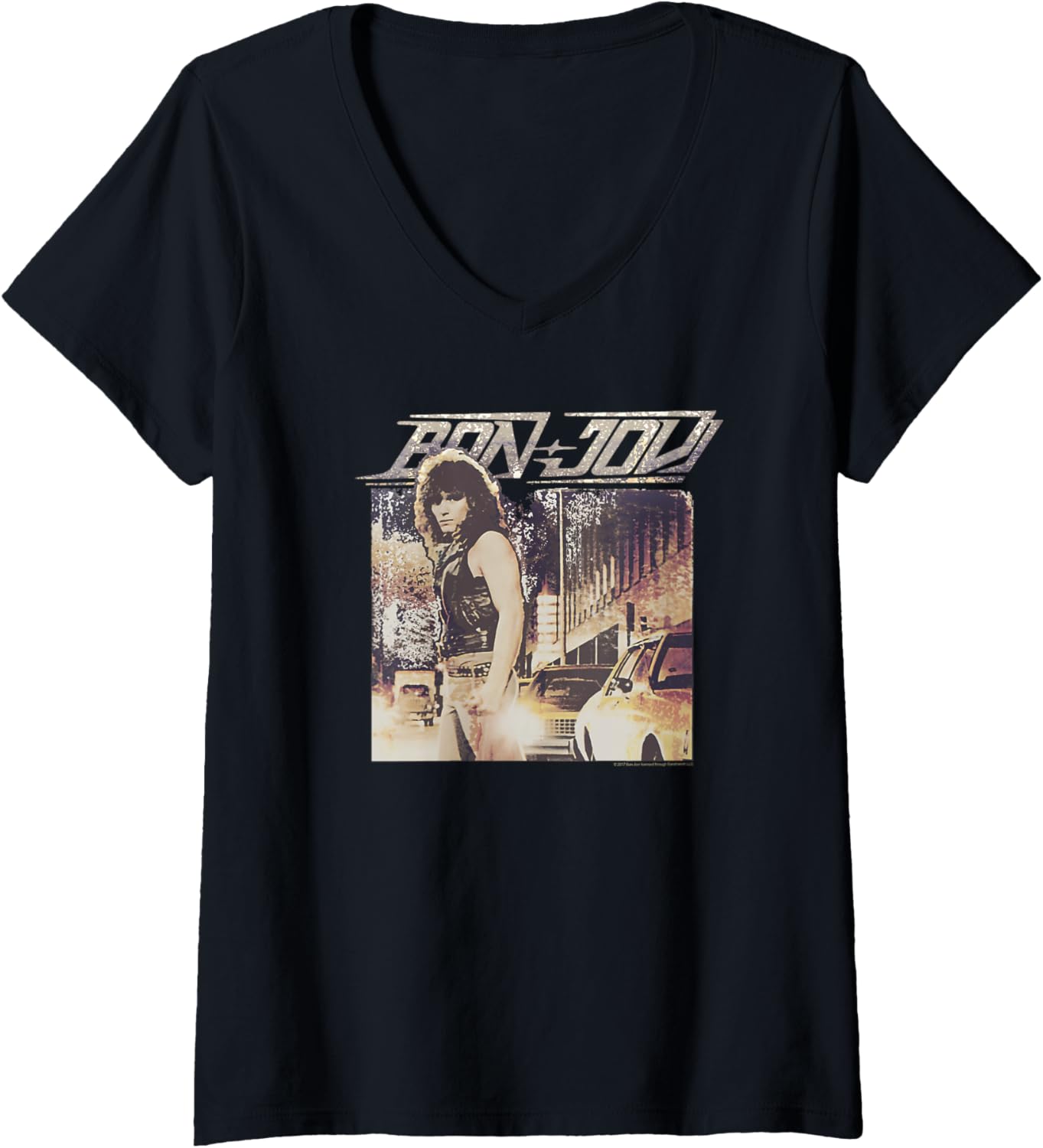 Bon Jovi vintage graphic print Vneck T-shirt XXXL