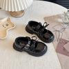 Spring and Autumn Soft Sole Girls Bow Sweet Dance Performance Casual Leather Shoes
