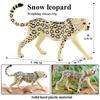 Oenux African Wild Animals Simulation Savage Cheetah Snow Leopard Jaguar Action Figure Figurines PVC Model Educational Kid Toys