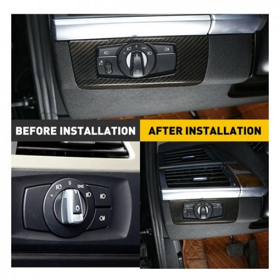 Carbon Fiber Headlight Frame Switch Trim For BMW 3 Series E90 E92 E93 38687