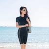 Womens Plus Size High-Waisted Full Coverage Swimsuit With Built-in Pad High Elastic Quick-Dry Nylon Pool Swimming