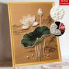 DIY Frameless Pearl Painting Kit Elegant Lotus Flower with Leaf 3D Shiny Bead Art Canvas Relaxing Craft for Adults Home Wall Decor Gift