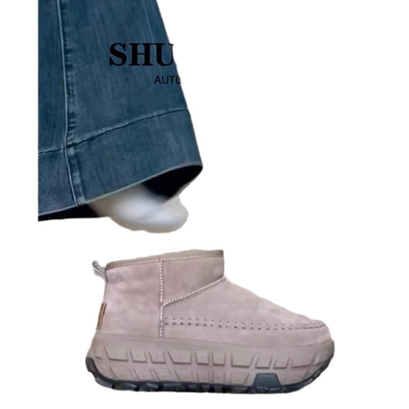 Tire thick-soled snow boots women's new winter low-top short tube piled, thickened warm and heightened cotton shoes