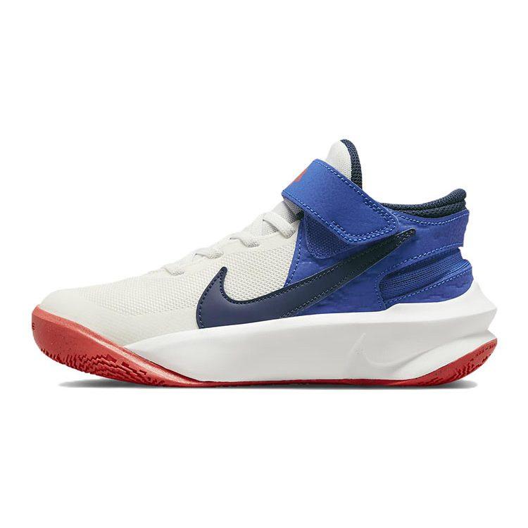 Nike Team Hustle D 10 Flyease Slip Resistant Cushioning Abrasion Resistant Low top Basketball Shoes White Blue Unisex DD7303-103