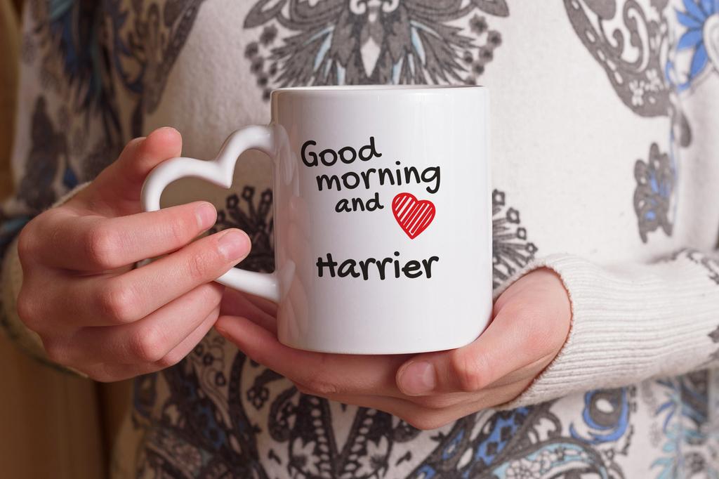 Harrier - cup with a dog, adorable cup with a heart-shaped handle, universal gift from the Art-Dog brand