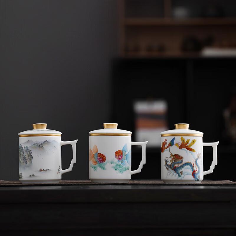 Chaxun Hand-Painted Ceramic Office Tea Cup with Filter