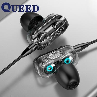 New In -ear Headphones Dual -dynamic Dual -speaker Smart Phone Headset Wire Control Sound