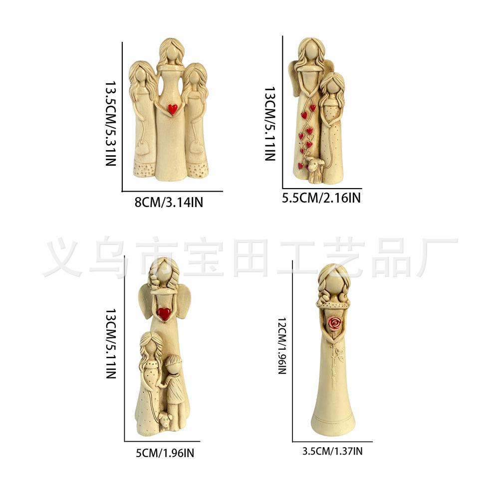 Creative Parent-child Statue Ornament, Healing Family Figure Angel Mother and Daughter Picture Resin Statue