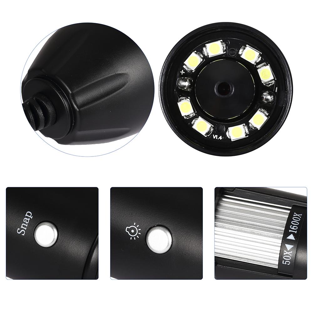 1600/1000/500X Digital Microscope for Soldering USB Electronic Microscope for Mobile Phone Repair LED Magnifier Camera LiftStand