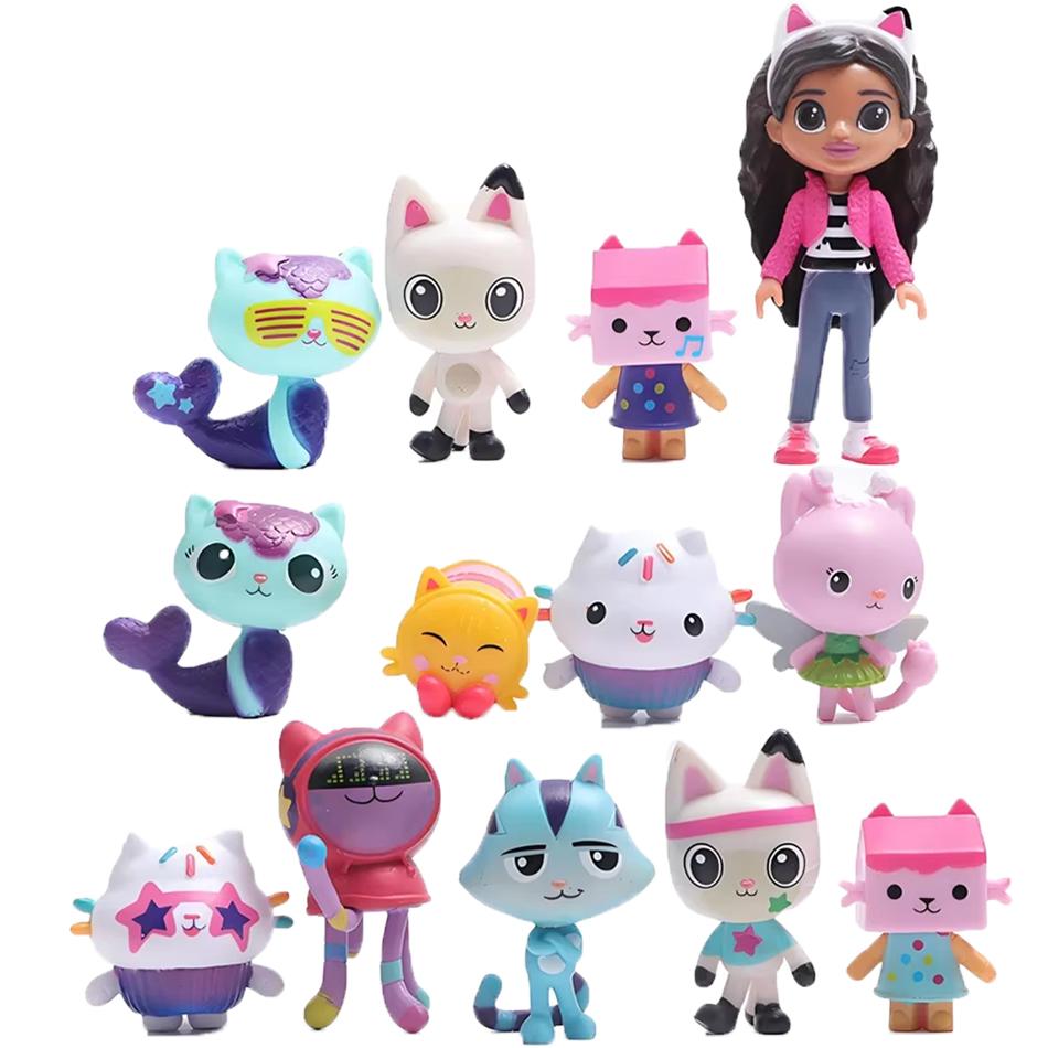 13pcs Gabi Dollhouse Party Anime Accessories Handmade Dollhouse Children's Toy Cat Doll PVC Model Ornament Birthday Gift