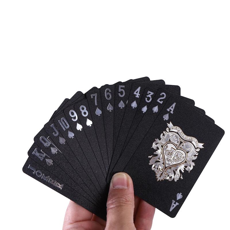 A Deck of Playing Cards 2 Styles of Plastic with Golden Laminate Washable Creative Black and Gold Water Repellent Magic Cards