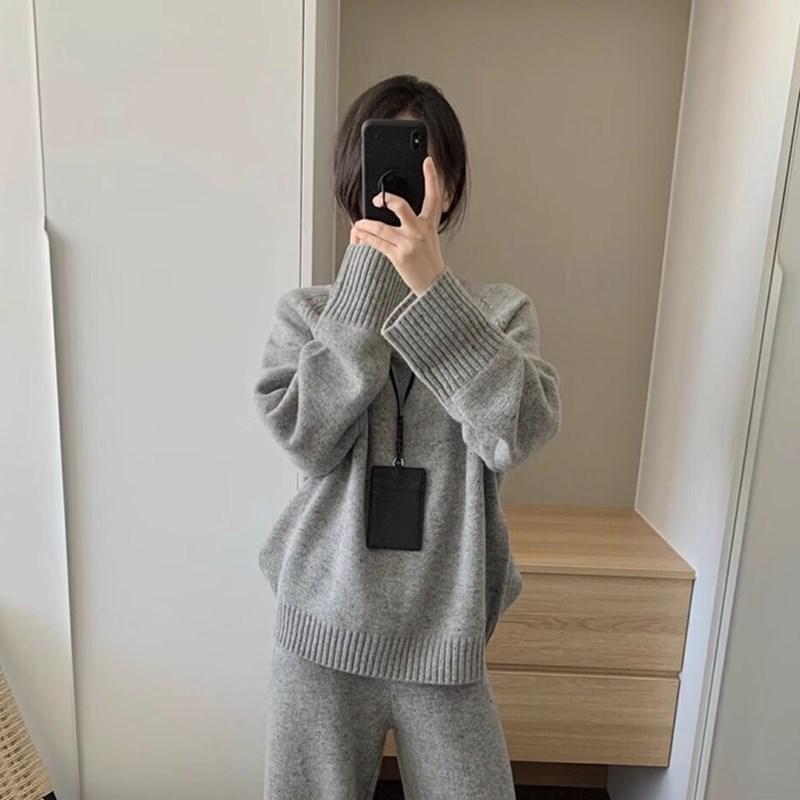 Women's Autumn Winter Loose Knit Wool Cardigan: Versatile Slimming Pullover Sweater