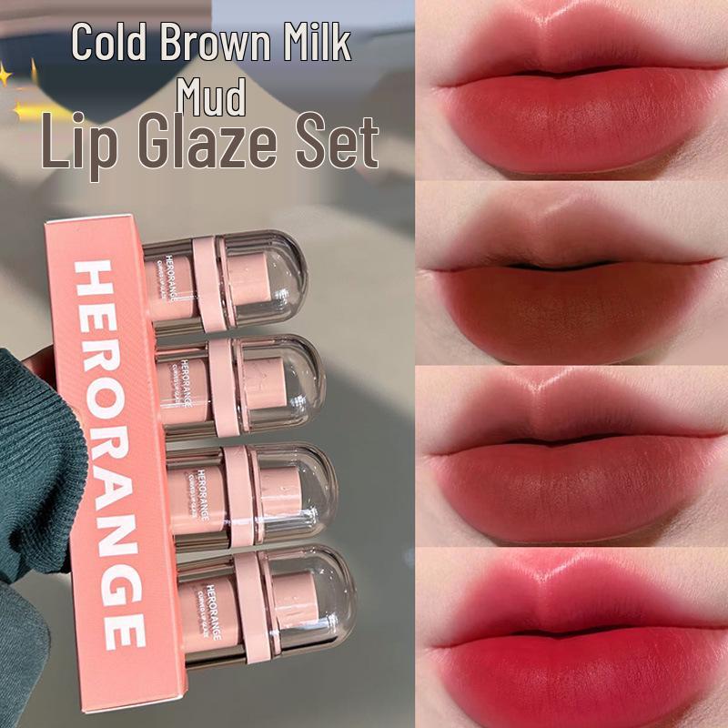 HeroOrange Cold Brown Matte Velvet Lip Glaze: Long-Lasting, Face-Enhancing Student Gloss.