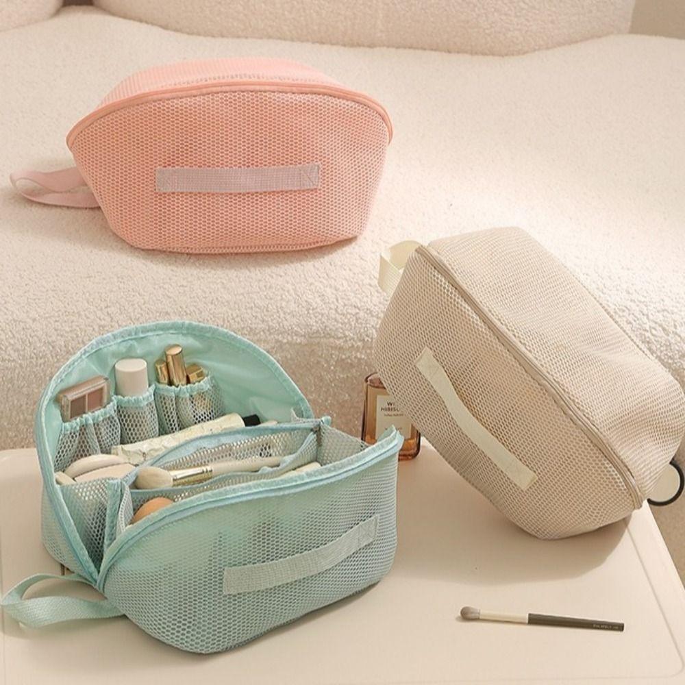 Hand-held Cosmetic Bag Large Capacity Toiletry Organizer Bag Mesh Makeup Bag Wash Bag