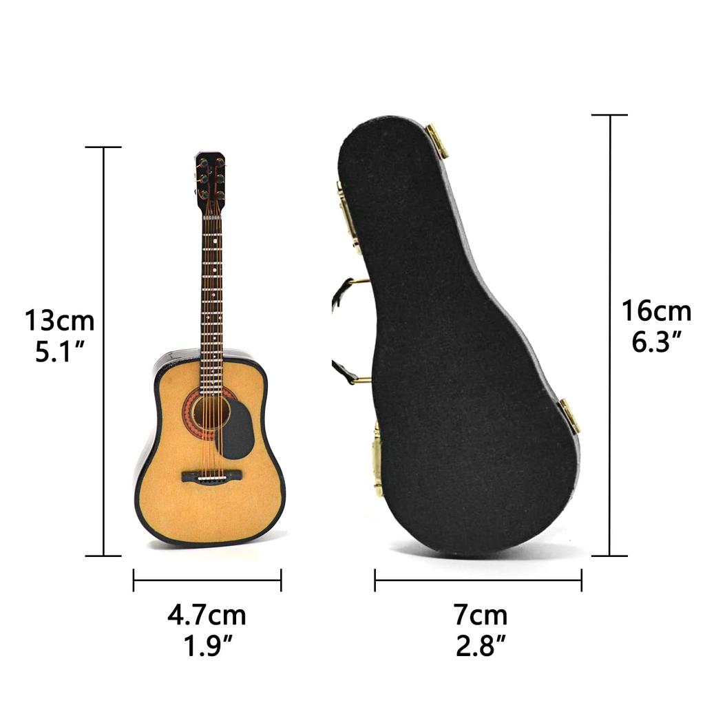 MUSIIN Miniature Guitar with Stand and 13cm Mini Acoustic Home Music Studio Desk Shelf Gift for Guitar Lovers Case, 6-String Guitar, Decoration,