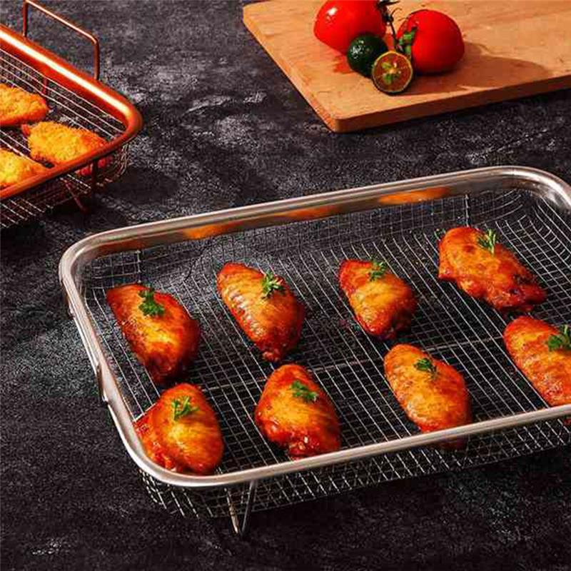 3 Pack Air Fryer Basket for Oven, Stainless Steel Grill Basket Non-Stick Mesh Basket Set, Air Fryer Tray Wire Rack