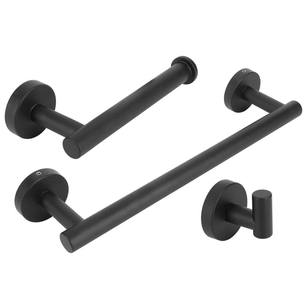 3 Buc/Set Suport Depozitare Prosoape Montat pe Perete Suport Hârtie Cârlig Haine Kit Feronerie Baie Negru