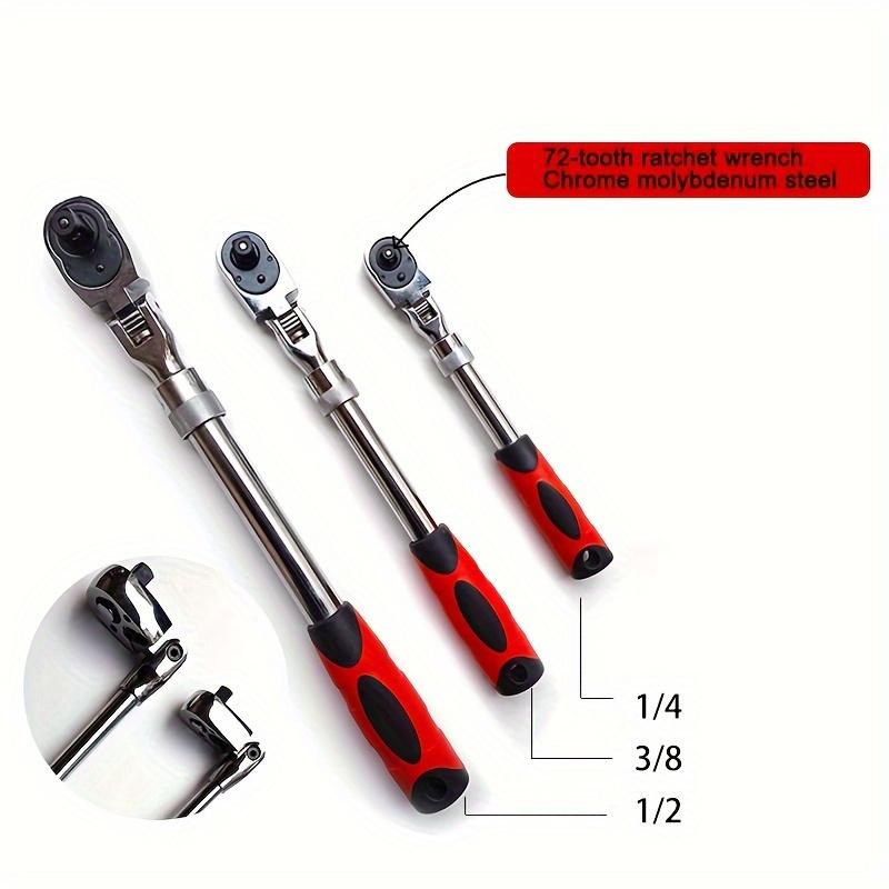Telescopic Shaking Head Quick Ratchet Wrench 1/4 3/8 1/2 Quick Release Movable Head Chromium Molybdenum Steel Multifunctional Professional Repair