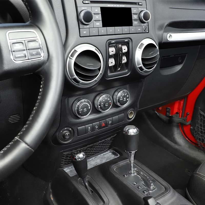 För Jeep Wrangler JK 2012-2017 Luftkonditionering CD-brytare Fönsterkontroll Vred Dekorationsring Kåpa Aluminiumlegering