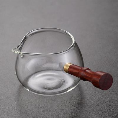 300ml Removable Side Wooden Handle High Borosilicate Glass Fair Cup Tea Dispenser Chahai Kung Fu Tea Set Accessories Teaware