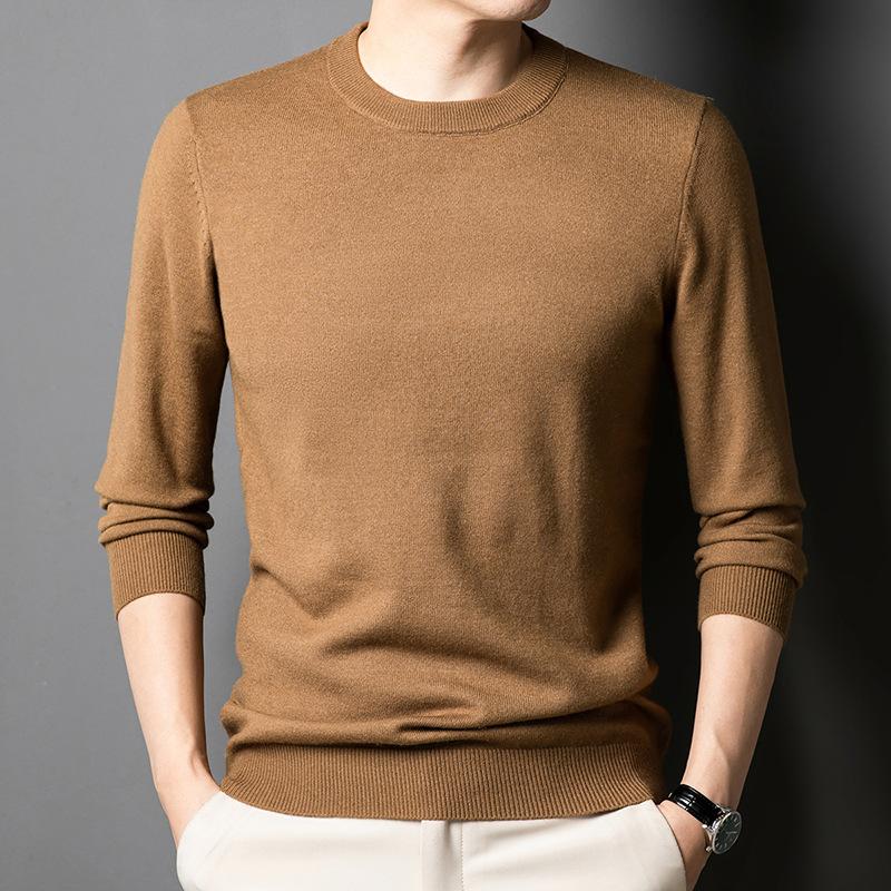 Spring and Autumn Men's Sweater Premium Sense Crew Neck Casual Versatile Business Men's Bottom T-Shirt