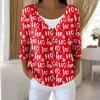 Women's Fashion Long Sleeve Christmas Snowman Snowflake Print Jacket Cardigan