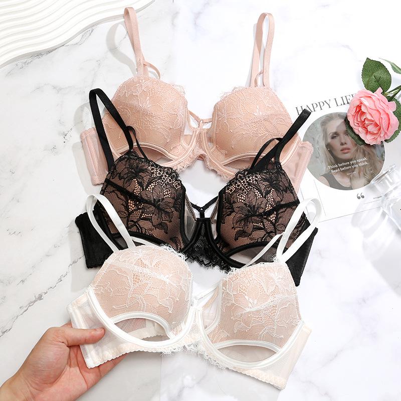Französische Spitze Push-Up BH für große Oberweiten - Anti-Hängebusen, dünne Träger, sexy Sommerdesign