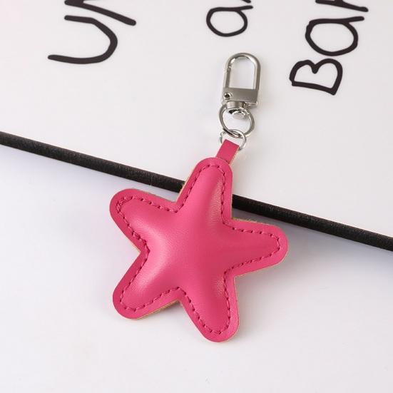 Yousheng Keychain Pendant Imitation Leather Soft Cotton-Filled Star Shape Key Chain with Metal Buckle Bag Hanging Ornament
