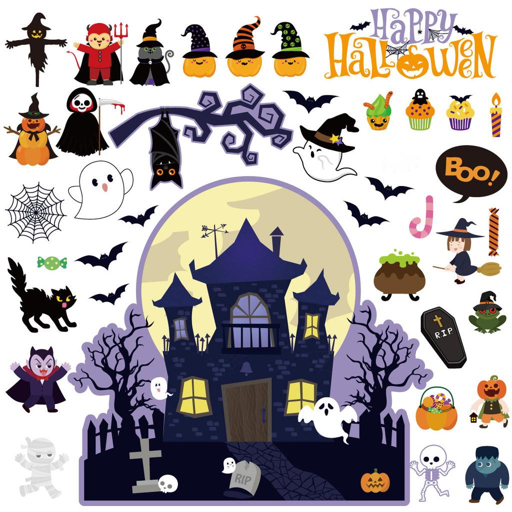 Classroom Halloween Theme Indoor Castle Decor Stickers Set With Material Paper