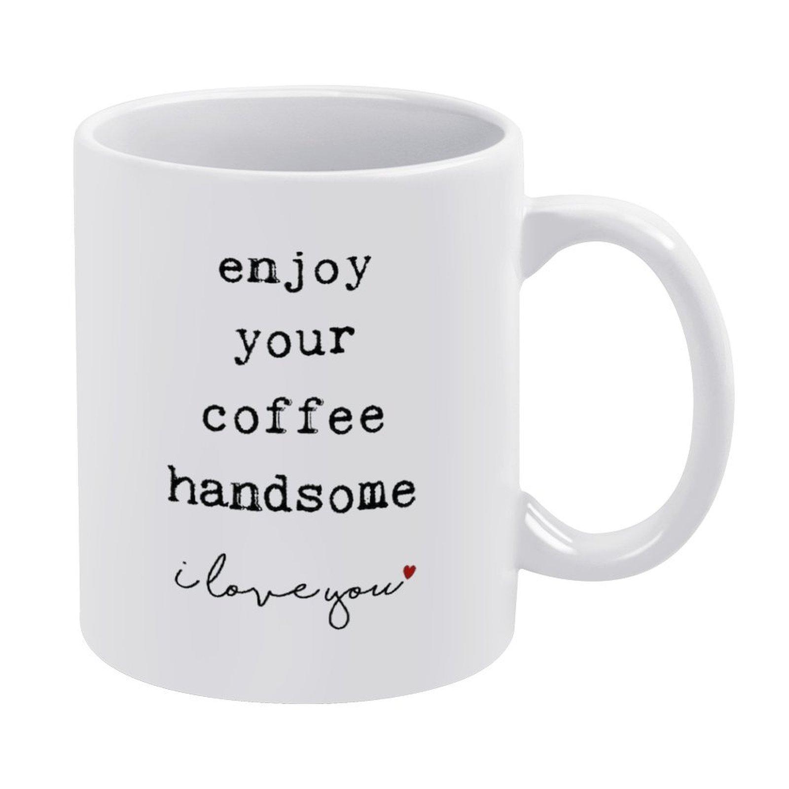 

1 шт. 11 унций Белая керамическая кружка, Двусторонняя печать в юмористическом стиле, Термостойкая кофейная чашка, Легкая ручка, Идея подарка для дома и офиса белый