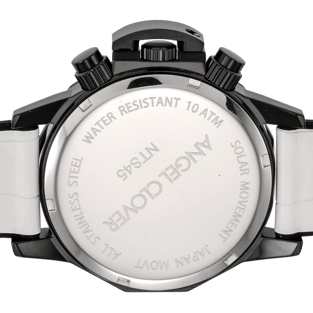 Angel Clover TIME CRAFT SOLAR White Stainless Solar Official Men's Watch, Dial, Steel, Battery, 45mm, Warranty, NTS45BWH-WH