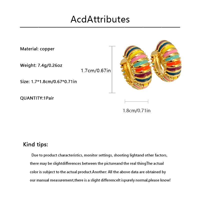 Elegante Retro Drip Oil Dopamin Ohrringe: Bunte & vielseitige Kreis-Ohrclips für einen luxuriösen Touch