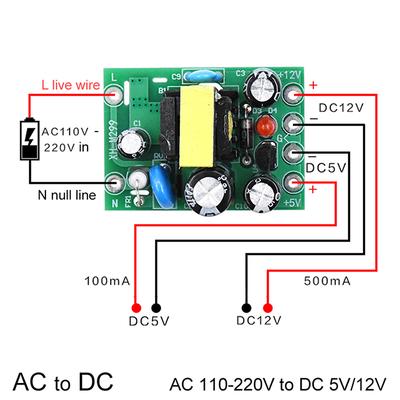 Mini convertitore CA-CC da CA 110 V 220 V a CC 12 V 0,2 A+5 V Scheda modulo
