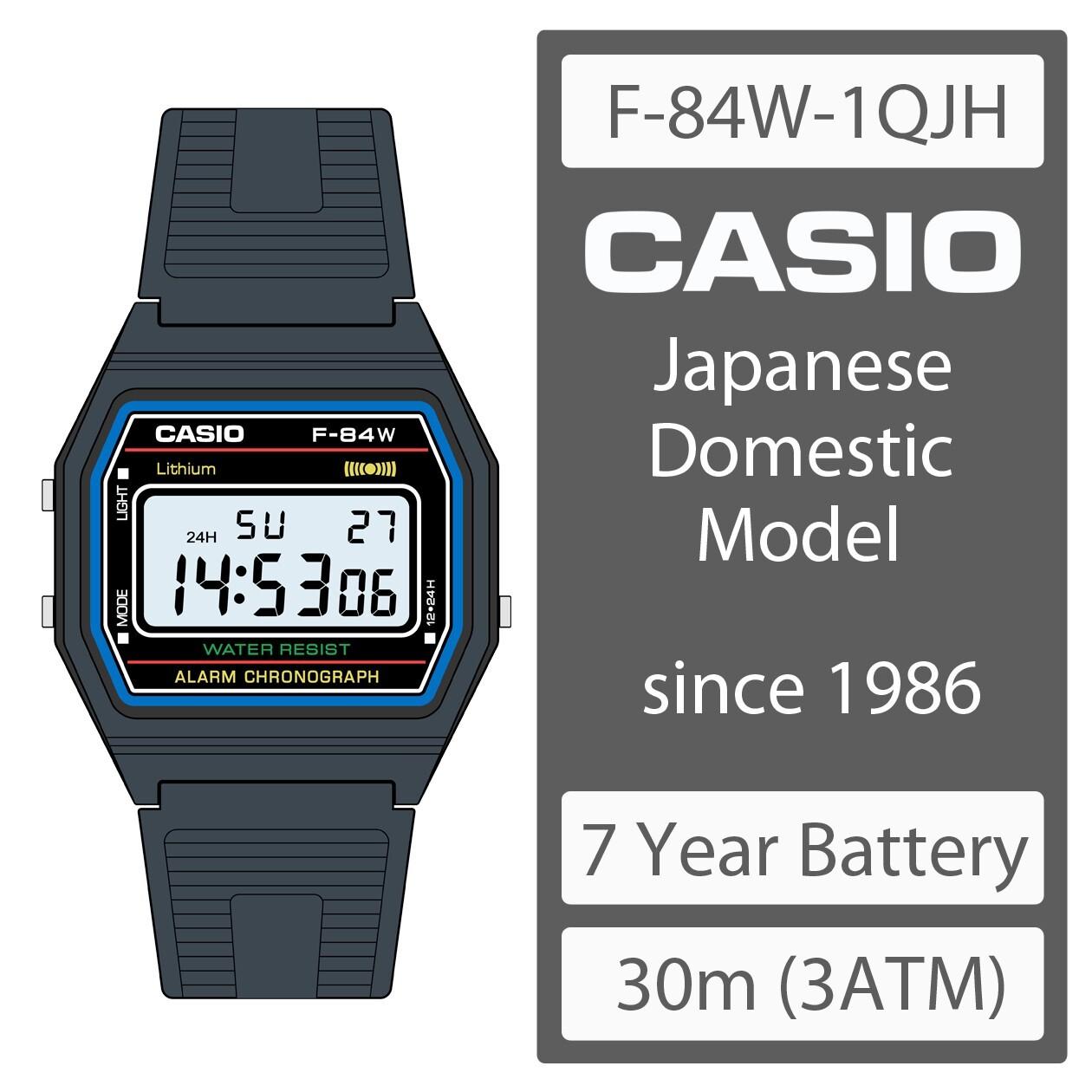 CASIO F-84W-1QJH JDM Модель Классические Цифровые Часы