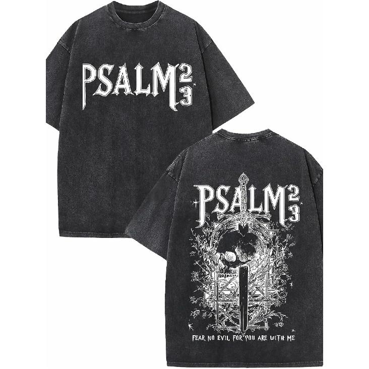 Men's Christian Faith T-Shirt Retro Washed Cotton Suitable for - Wear, Short Sleeve Round Neck Casual Religious Graphic Tee with Digital Verse Print,