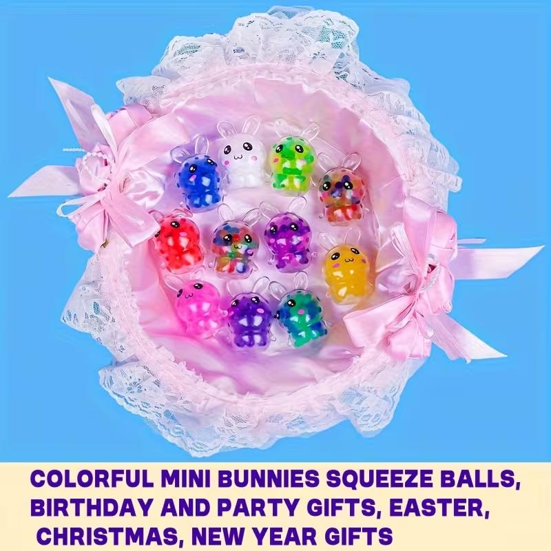 Colorful Bunny Squeeze Ball Toys Easter Squishy Rabbit Stress Relief Fidget Toy Kids Birthday Party Favors Easter Basket Filler