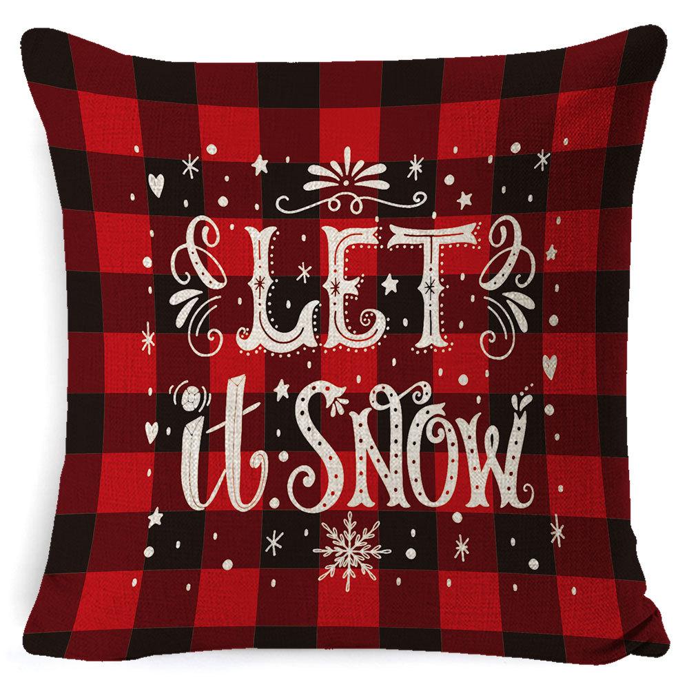 Christmas Pillow Cover Home Sofa Cushion Elk Letter Print Cushion Cover Christmas Atmosphere