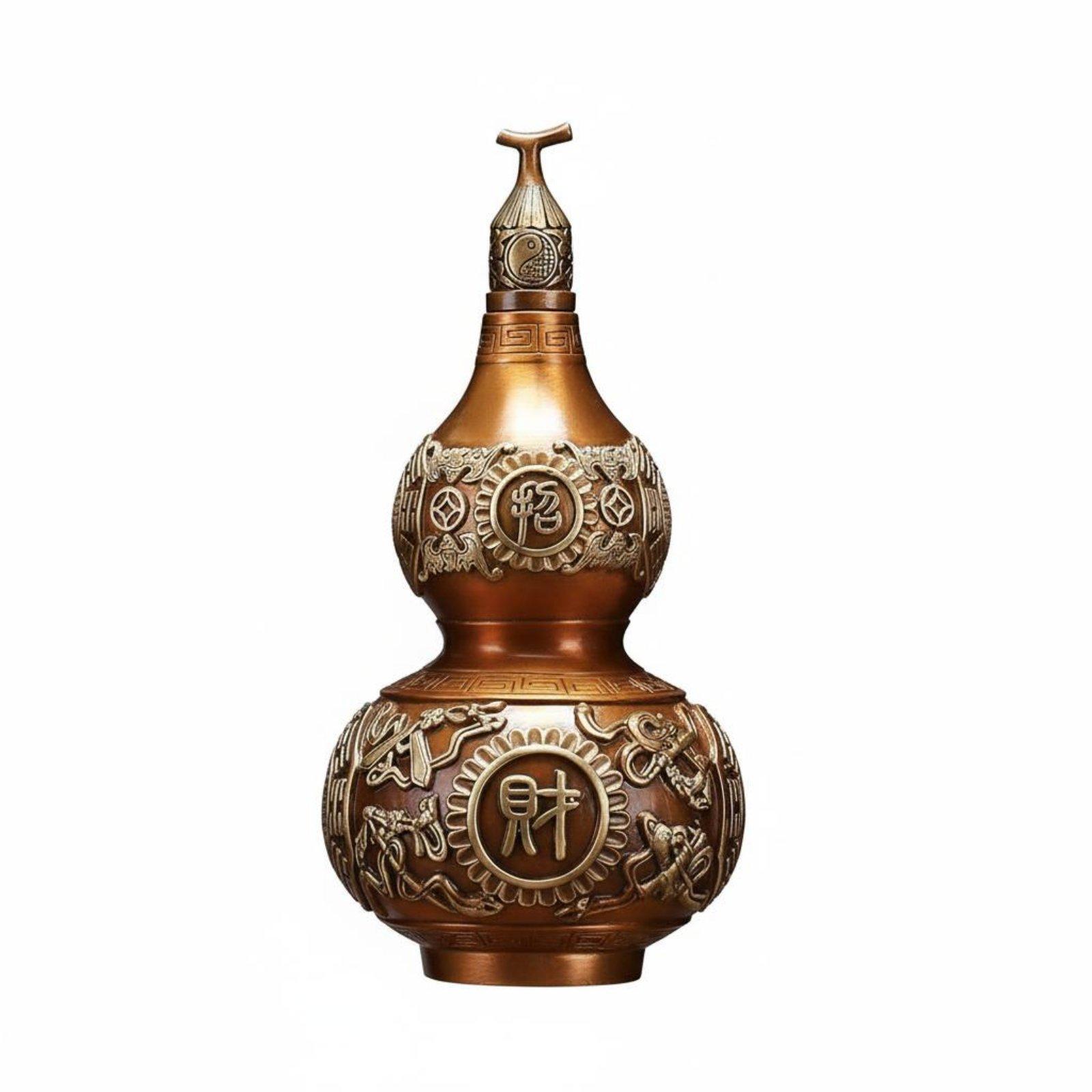 Hollow Brass Gourd Statue Business Gift Brass Gourd Decoration Chinese Calabash Statue Attracts Prosperity and Success