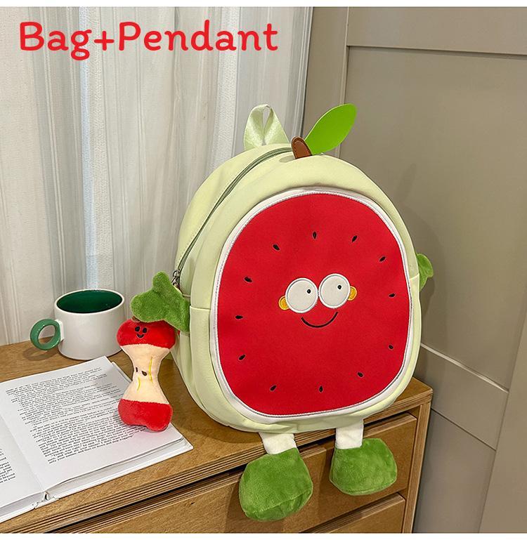 

Backpack For Kids With Nylon And Fruit Pattern For School And Daily Use Red Medium