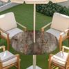 Copritavolo Rotondo da Esterno con Effetto Legno Impermeabile Orlo Elastico Per Patio Giardino Sala da Pranzo