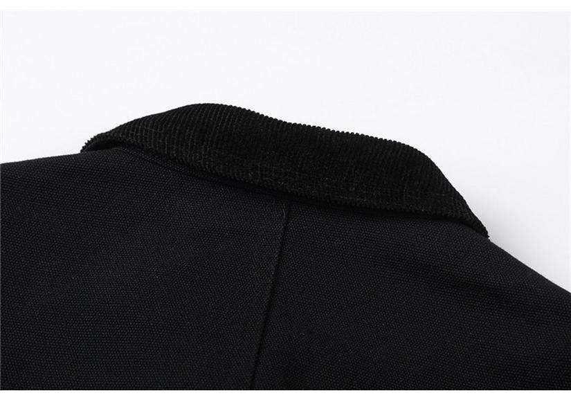 QIYOU 2025 Autumn Unisex Retro Dark Patchwork Double Zipper Workwear Jacket