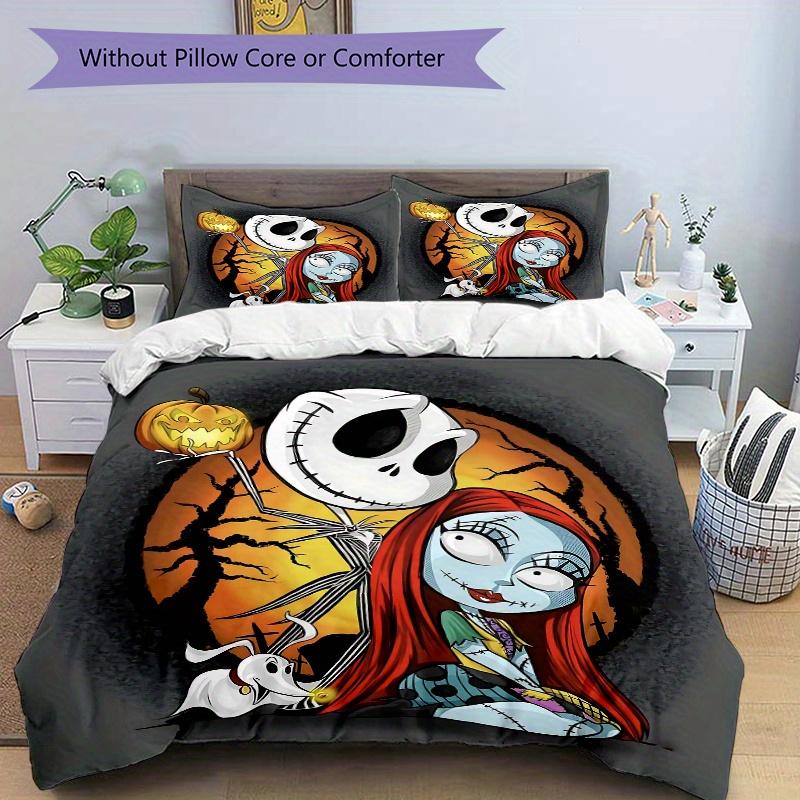 3pcs Disney Sally Jack Skellington & Zero Quilt Set Soft and Comfortable Bedroom, Guest Room and Dorm Decor Bedding Set B019