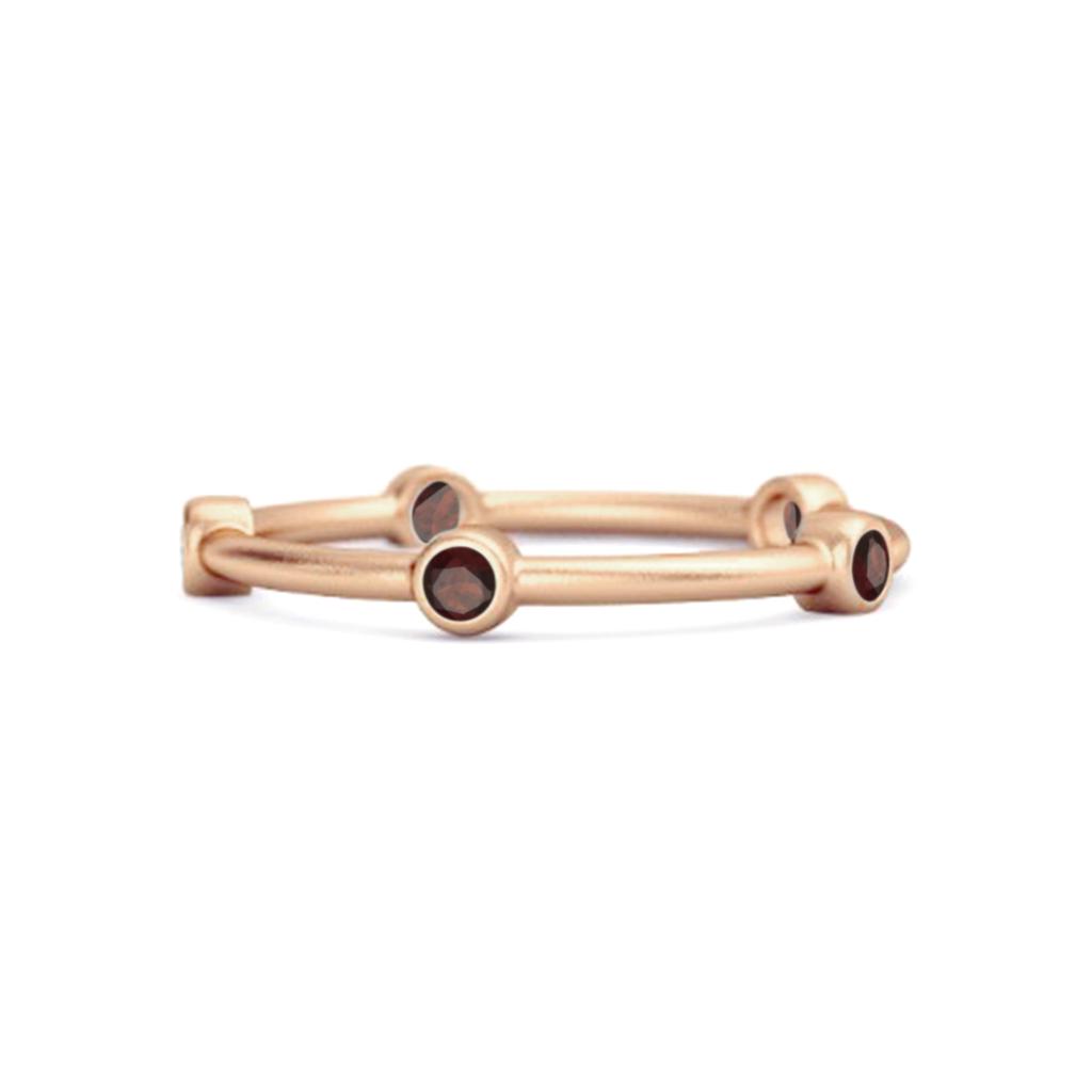Garnet Minimal Stackable Band Ring - 925 Sterling Silver Rose Gold Vermeil