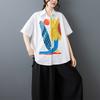 DIMANAF 2026 Plus Size New Summer Blouse Shirt Print Short Sleeve Casual Women Loose Tops Shirts Cotton