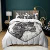 Skull Duvet Cover Gothic Floral Bedding Set Lotus Flower Sketch Comforter Cover Retro Leaf Skeleton Bones Polyester Quilt Cover